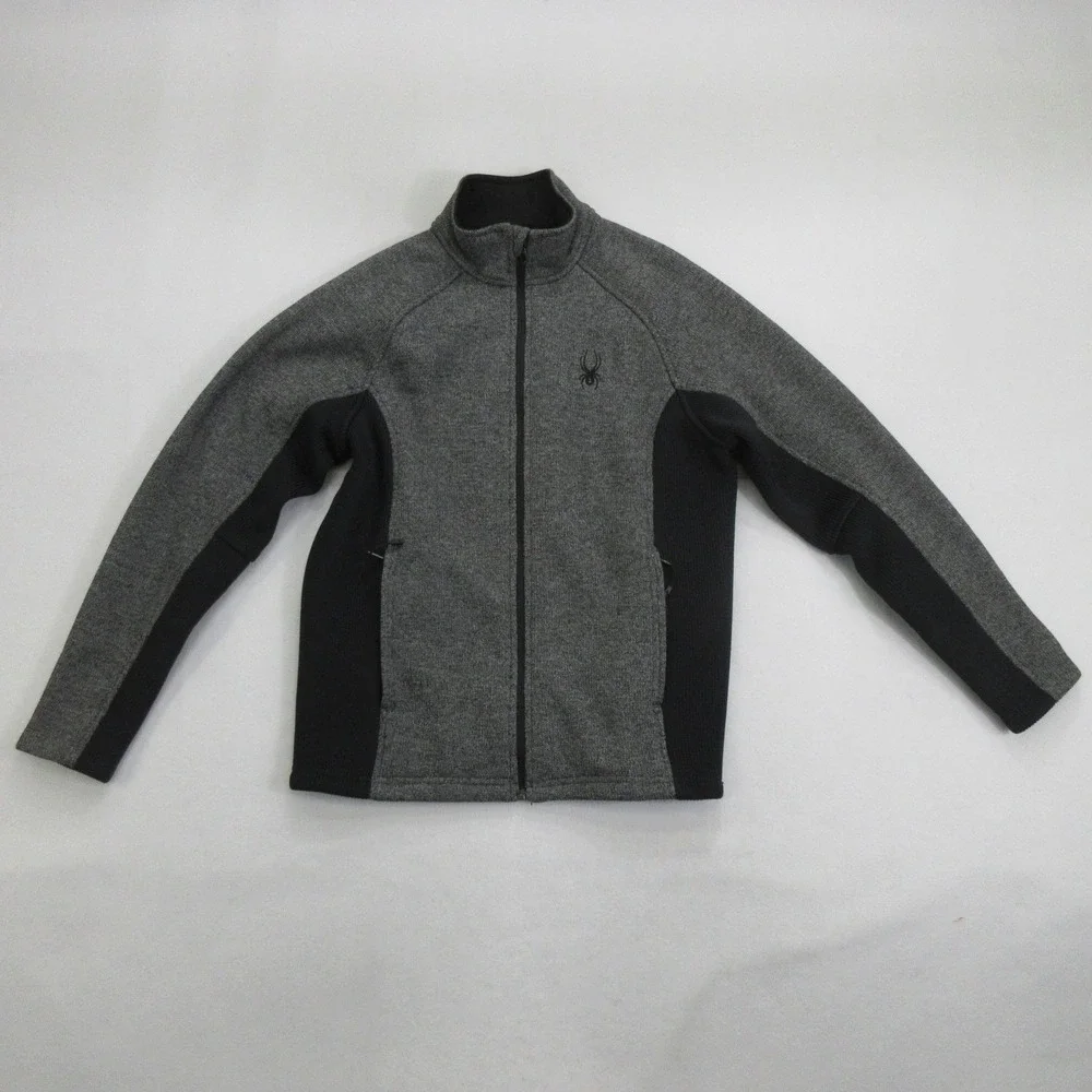 Spyder Men's Jacket M Fleece Full Zip Knit Sweater Mock Neck Gray 186404